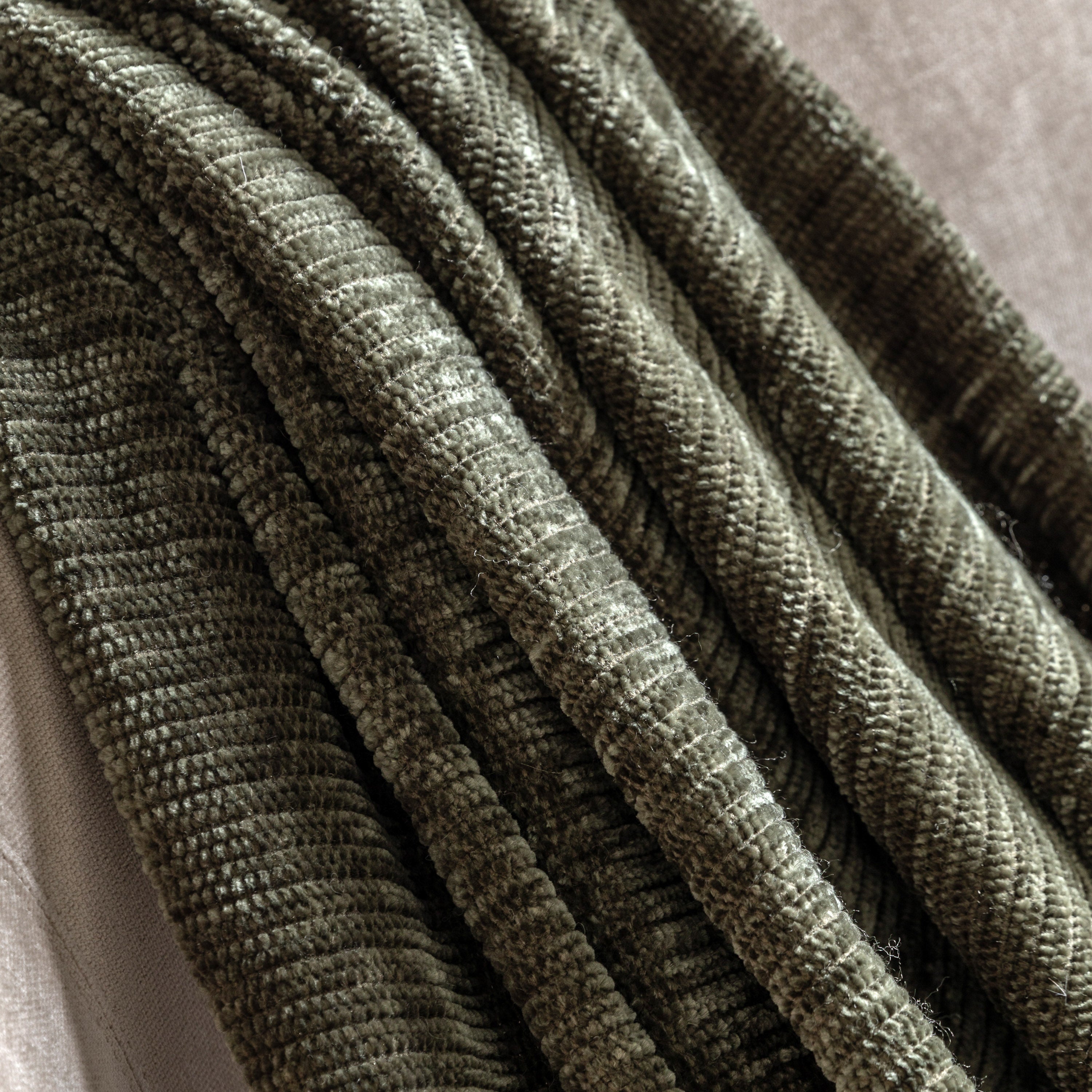 Willow Khaki Green Chenille Throw